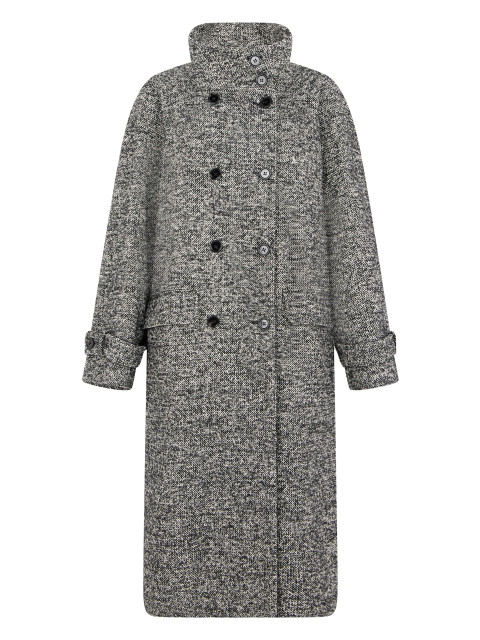 Long double-breasted coat in wool blend