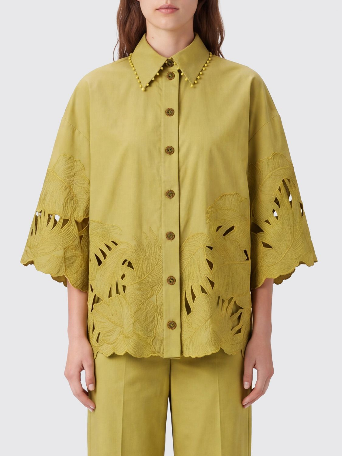 [Zimmermann] Shirts Short Sleeve FW26 7543TSS263 MOSS