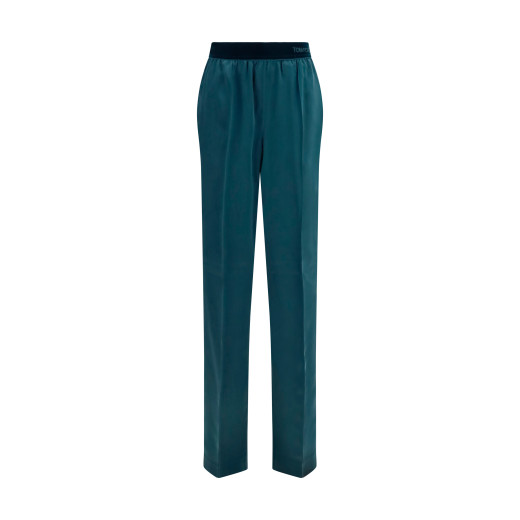 신축성 있는 실크 새틴 팬츠