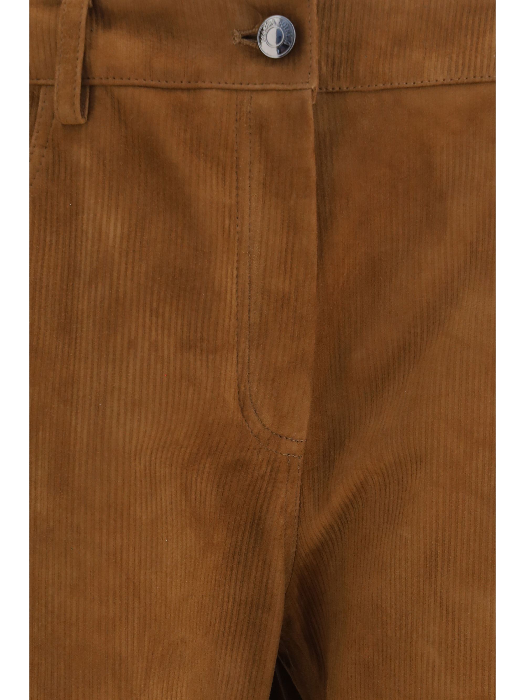 스트레이트 레그 코듀로이 효과 가죽 팬츠